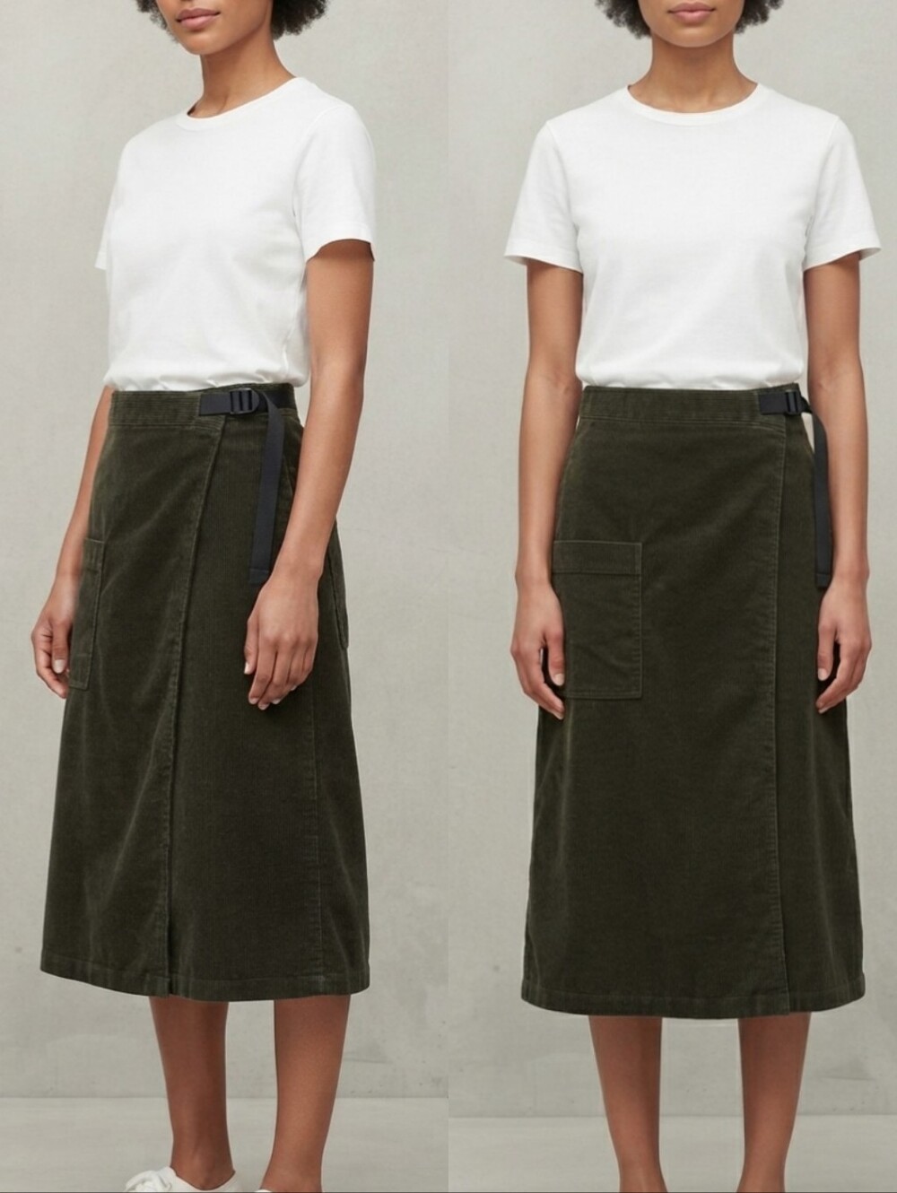 JW Anderson Uniqlo Dark Green Corduroy Wrap Skirt Sz S Dark Academia Fall Skirt